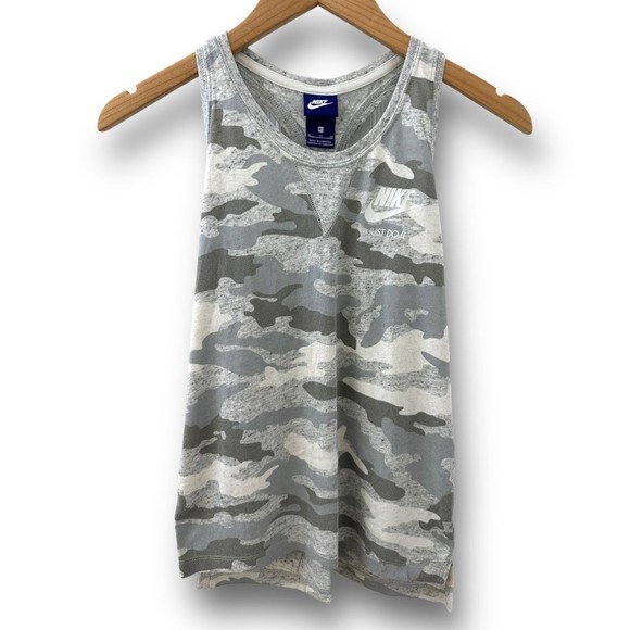 Nike Active Racerback Tank Top Camo Grey Girls XL - Picture 2 of 9